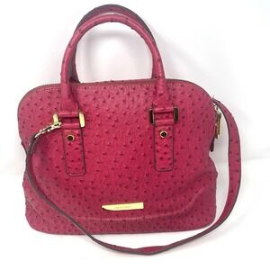 Ivanka Trump Ava Dome Satchel Pink Ostrich Embossed Handbag Gold‎ Hardware Purse